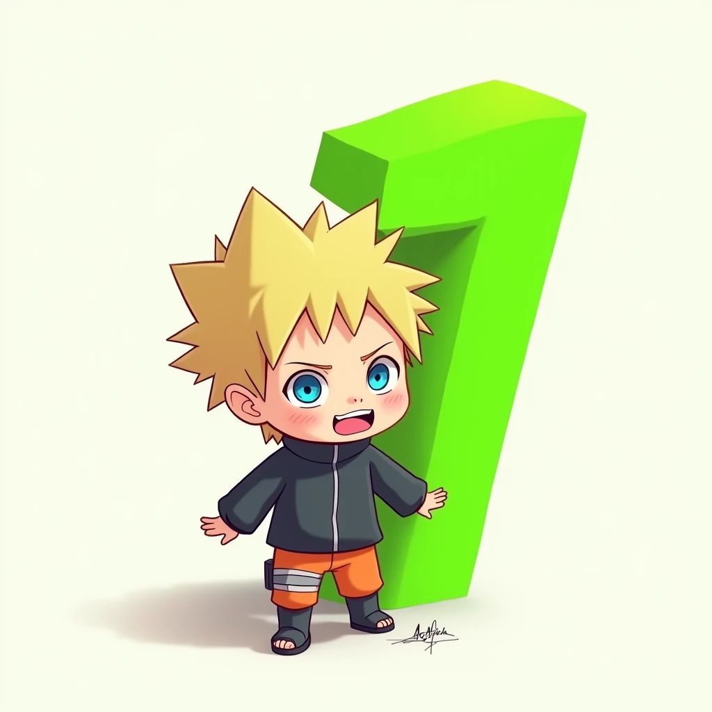 Naruto chibi with number 1 in green