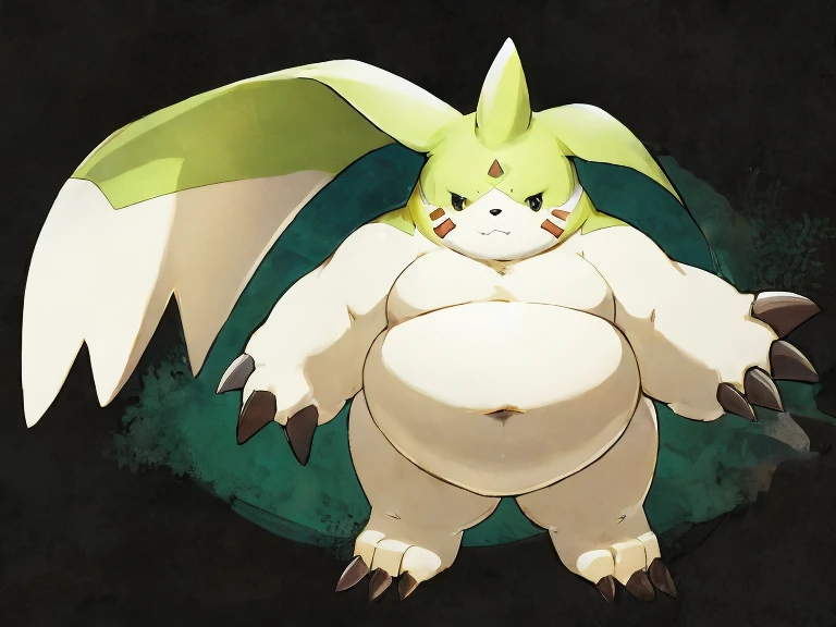 gargomon(digimon)、 thick legs like animals、fatty cheeks、thick arms、huge torso、thick neck、thick neck、sharp claws、fat-filled legs,...