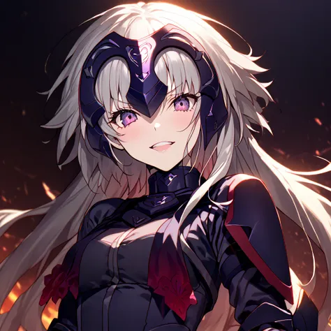 High image quality、best quality、extremely detailed CG unity 8k wallpaper、Masterpiece、ultra detailed、super fine illustration、detailed beautiful face、detailed (beautiful eyes)、Big Breasts、big ass、glamorous body、 Jeanne Alter (fate) ((My friend)) smile　Hotel ...