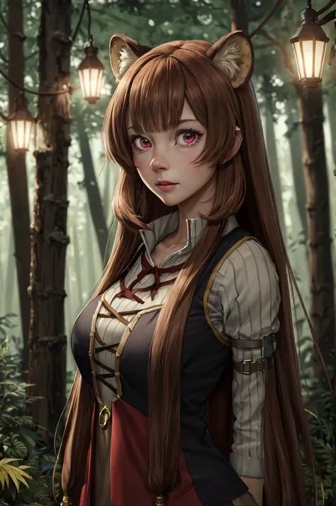 8k , masterpice, 1girl, detailed,   style anime,  raphtalia , red eyes, brown hair , adult, breast, detailed face, detailed eyes...