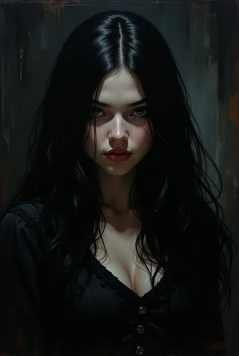 comic book style, illustration, manga, cinematic style,
in casey baugh's expressive style, the gothic girl emerges from the dept...