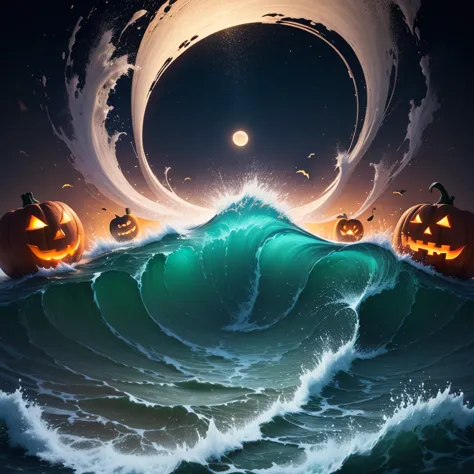 Halloween, particles, scattered, luminescence, waves, sound waves, vibration, all directions, sensation,