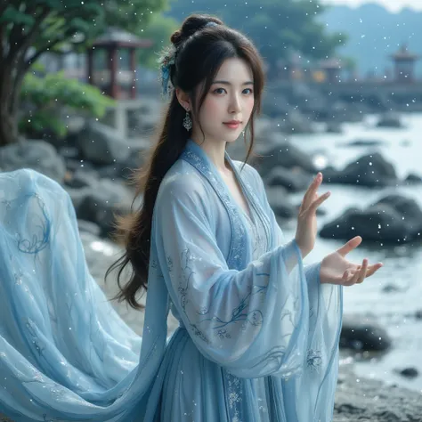 1 girl,hanfu,realistic,
(masterpiece, high quality, best, official art, beautiful and beautiful, long-term contact:1.2),smooth m...