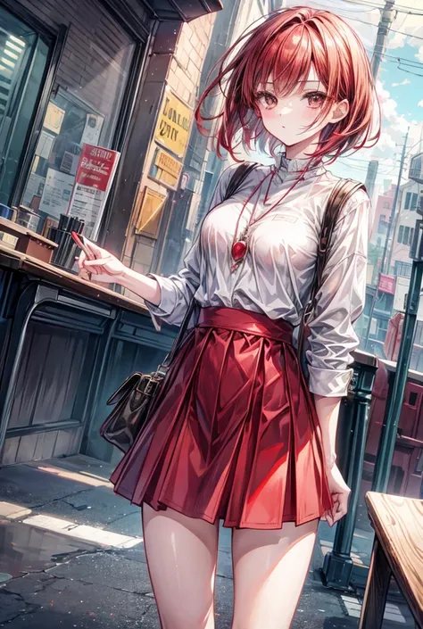 give me a girl oc with short red hair and brown eyes