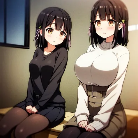 yui hanasaka \(casual\) \(one room\), bangs, belt, black_hair,(close mouth),flown, blush, breasts, brown_eyes, black_hair, cowbo...