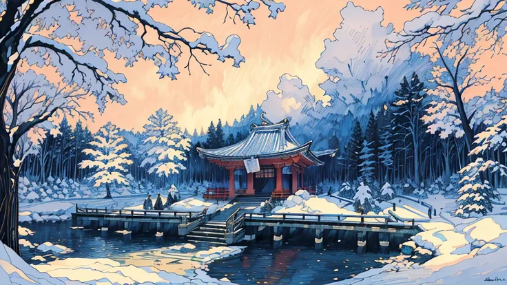 (masterpiece:1.2),  best quality , Pixiv,  Kampala, Super detailed,  Draws Only Scenery Without People （1.7） No Humans Appear , Humans not included,
 First visit of the Japan、 The grounds of a huge shrine、 Visit Izumo Taisha 、Visit Ise Jingu Shrine 、Visit ...