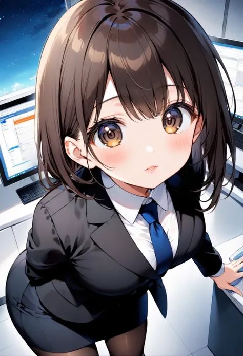 8k,ultra highres,ultra detailed,ultra moe cute anime,,cowboy shot,pov,office,midnight sky,ultra beautiful detailed eyes,ultra be...