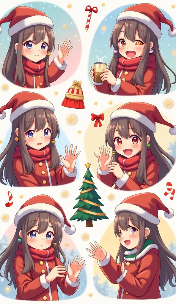 Anime girl Christmas stickers