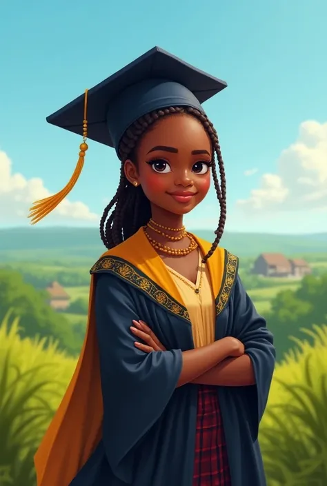 An African girl in a graduation gown 