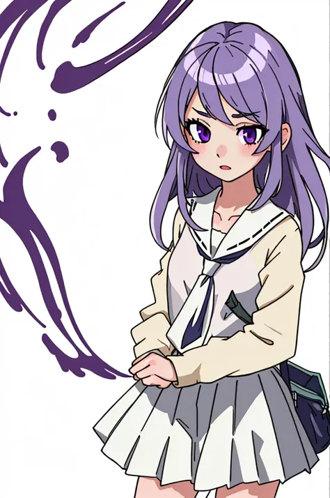 masterpiece,  best quality ,  ultra-detailed ,  transparent silhouette, 1 girl, kazami kazuki , silver hair,  long hair , purple...