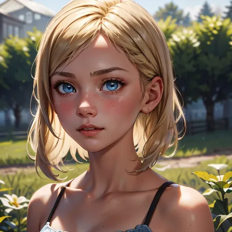 red dead redemption 2 german daughter,
blonde,braids,sleek tied hair,
slim face,white skin,sunkissed blush,light blue eyes,snub ...