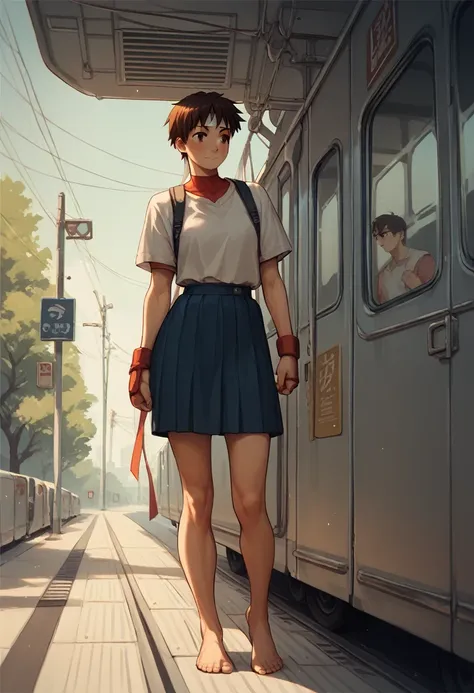 sakura kasugano, after train,barefoot