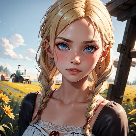 red dead redemption 2 german daughter,
blonde,braids,sleek tied hair,
slim face,white skin,sunkissed blush,light blue eyes,snub ...