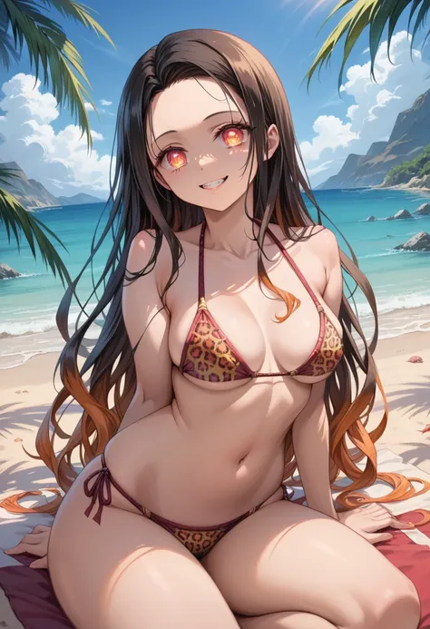 ( best quality :1.3), (4k quality), nezuko kamado by demon slayer, (( detailed face)),subtle smile, thick thighs, (()), (big ), ...