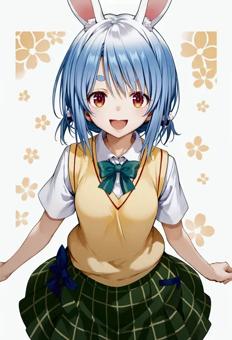 score_9, score_8_up, score_7_up, usada_pekora,1girl,blue hair,smile,thick eyebrows,open mouth,rabbit ears,animal ears,short hair...