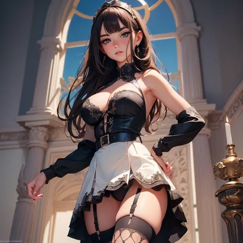 ((self masturbation))(masterpiece, best quality:1.4), absurdres, highres, ultra detailed, beautiful, (perfect face, detailed face, beautiful:1.3),(breasts exposed), black pencil skirt, tight, over the knee skirt, thighhighs, thick thighs, thighs,Garter Bel...