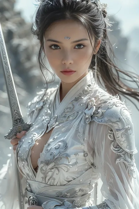 (masterpiece, born, 32k,  super high definition,   hyperrealistic ,  best quality ), swordswoman, 1 girl  (beautiful face,  supe...