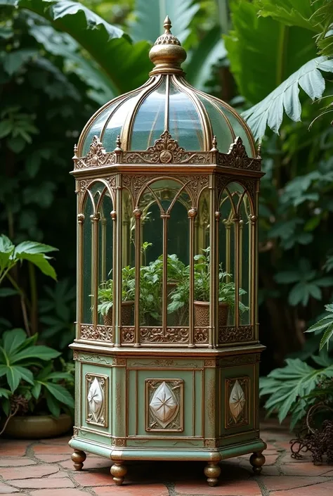 Furniture in the form of a Victorian greenhouse with dome