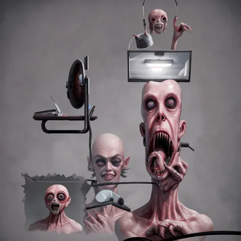 loab...   image of a woman with a mirror and a mirror with a face on it, hyperrealistic nightmare scene, weird, body - horror, b...