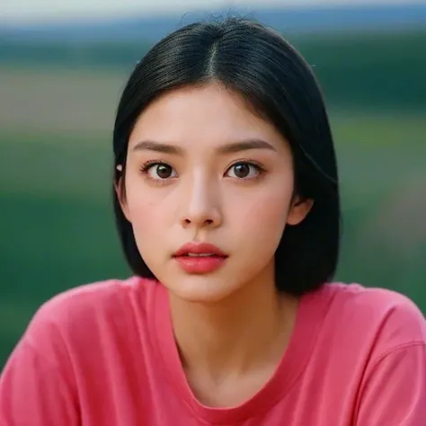 woman,  in a shirt dress , Pink cheeks, Pink face,  Luminous Pink Body ,, Blushing,   Masterpieces ถูกต้องตามกายวิภาค, ,   Masterpieces,   Best Quality , Short hair, Black hair, Shiny hair, chest, chestใหญ่, chestใหญ่, Blushing, Blushing, serious,  Soft Bl...