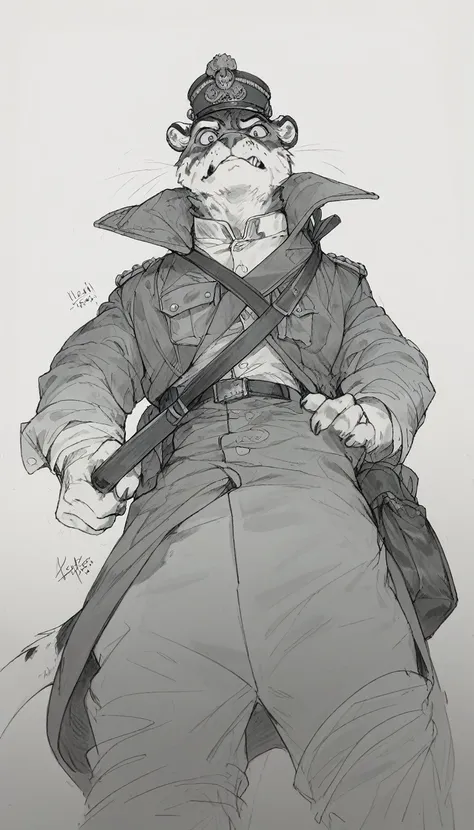 anthro furry military men, low angle, long shoot, good face, the style of the artwork should resemble that of jacques-louis davi...