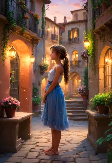 a girl standing in a romantic place thinking about someone