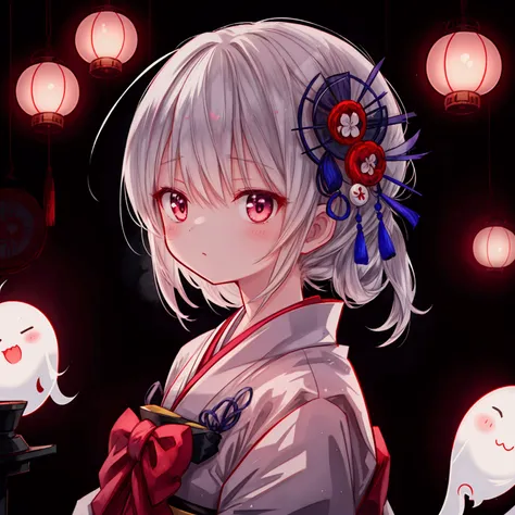 ghost woman, cute aspect, innocent look, traditional japanese dress,  cute darkness, traditional domestic environment, dimly lit