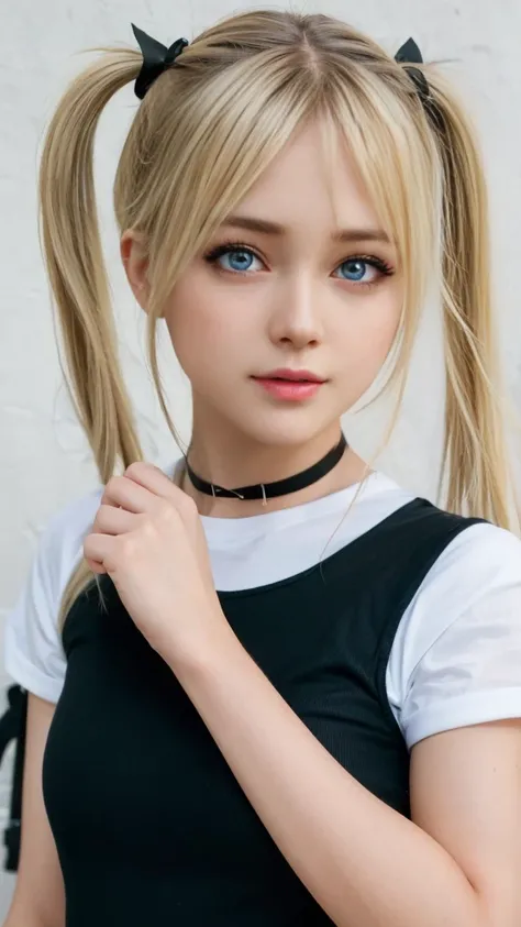 marie rose, light blue eyes, (best quality, ultra-detailed), (realistic:1.37), beautiful and detailed face, ultra-realistic text...