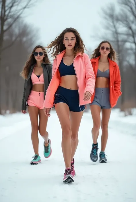 Teen girls wearing sandals and lululemon shorts in winter