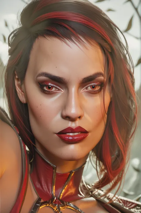 hot sexy skarlet from mortal kombat in a cave, sexy, beautiful, gorgeous, detailed, detailed face, high res, photorealistic, mor...