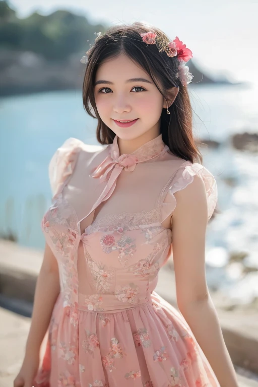 8k,Realistic, High resolution, masterpiece, Japanese, smile, Baby Doll, Nylon Fabric, petticoat、bedroom、wonderful, Delicate brushwork, The correct use of light and shadow, Wide Shot, Color contrast,Masseter region:1.3