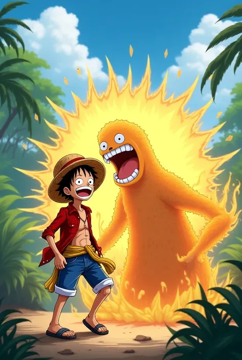 Monkey d luffy and Nika luffy laughing together 