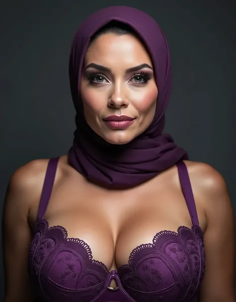 PAKAI HIJAB!!!!!!! (HIJAB GEMOK STYLISH), INDO MALAY, Huge heavy saggy breasts, Remove Background, ((describe the lips correctly)) facing front, ((look at someone with contempt)), Fancy makeup, from the chest up, masterpiece, Best Quality, Ultra-detailed, ...