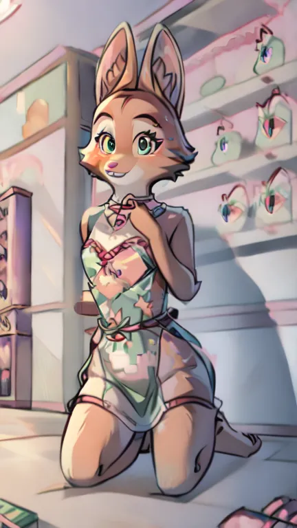 diane foxington,fox girl,,data dress,the background is a toy store