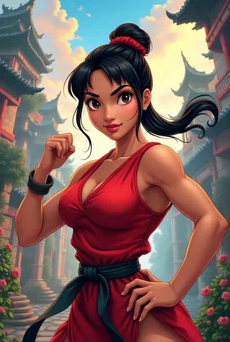 Chun-li (street fighter) movie poster in disney style 