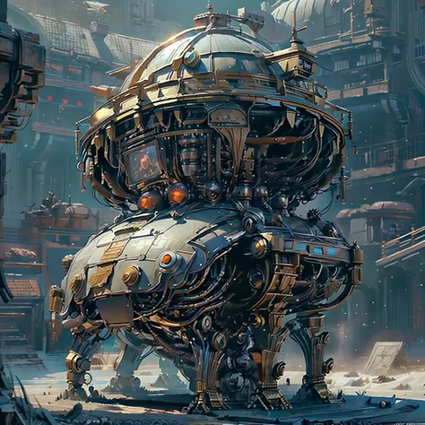 masterpiece, best quality, There is a big robot with a huge head and a huge body, epic fantasy card game art, highly detailed fantasy art, detailed digital 2d fantasy art, epic fantasy artwork, detailed fantasy art, epic fantasty card game art, Dungeons&Dr...