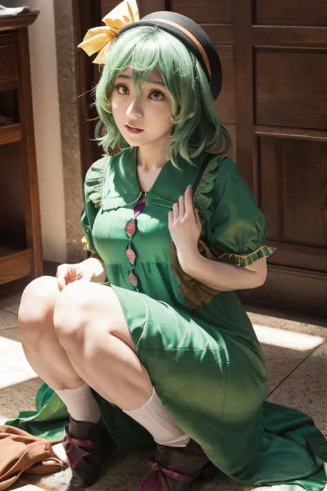 touhou project komeiji koishi, pregnant woman, crouched in the morning and broke