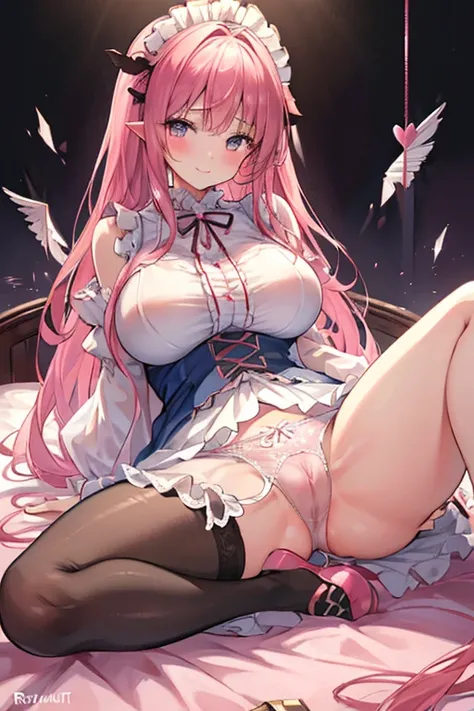 8k、 best quality 、  Maximum Clarity and Clarity  、  very detailed  、Beautiful art、  very detailed 、 textured skin 、 A kind smile、Maternal、  plump butt  、trembling、Erotic face、see-through clothing 、Large Breasts、(((  Luxurious Ruffles and Delicate Embroider...