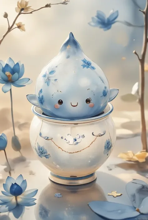 cute background , pottery with cute faces,  smooth pottery with cute faces