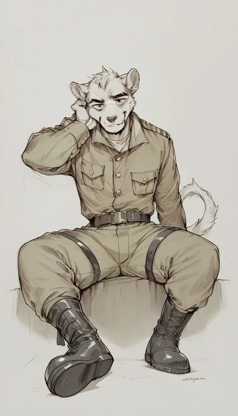 anthro furry military men, low angle, long shoot, good face, the style of the artwork should resemble that of jacques-louis davi...