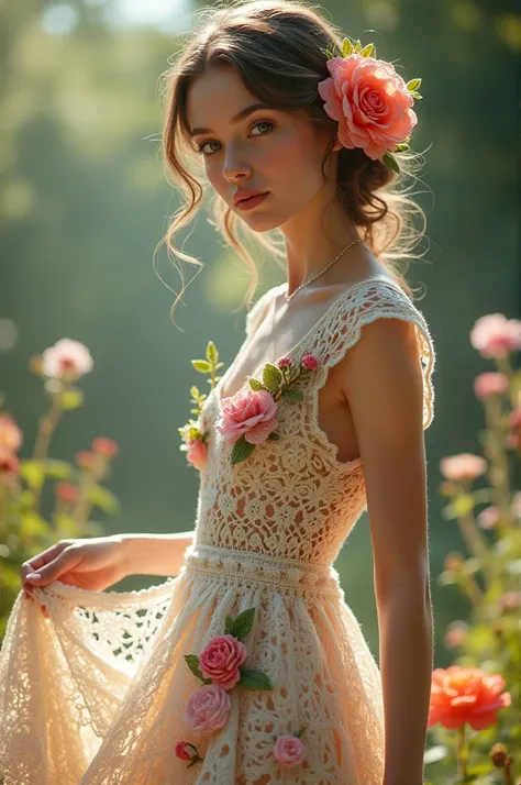 Crochet dress with flowers 