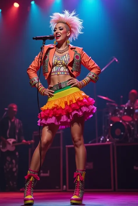 Singer Pitty wearing Cyndi Lauper clothing