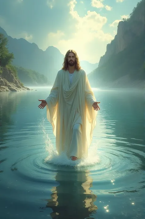 Jesus appears at the waters edge 