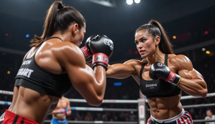 valentina ortega, a 29-year-old argentine bodybuilder, is in a photoshoot throwing a right cross at a strength event, wearing a ...