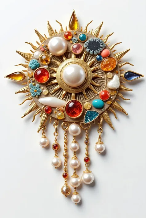 product design：medieval jewelry， baroque pearls and eye elements and gemstones，sun，moon，beeswax ，amber，turquoise，coral，felt，retr...