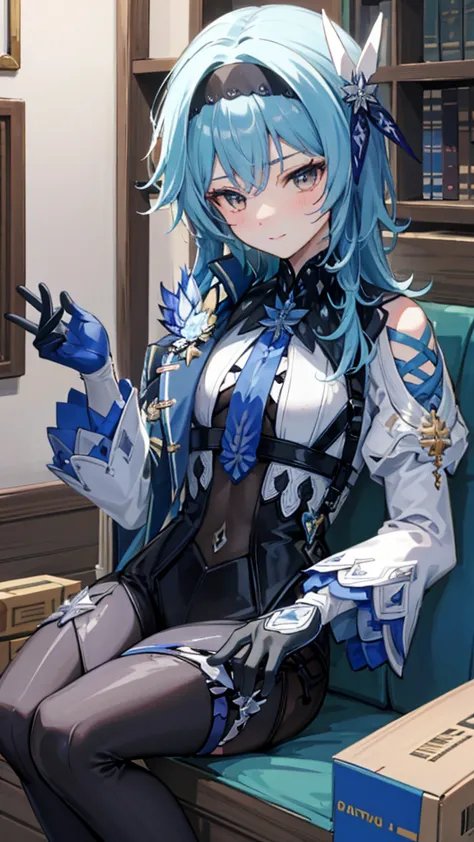 （masterpiece，top-quality， Best Quality，Official Art，Beauty and aesthetics：1.2），（8k， best quality ，masterpiece：1.2），  A woman was sitting in a box full of money and diameters， expression is very sexy and seductive ，The color of the box is blue， whats inside...