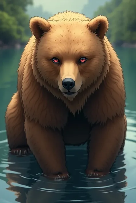 Grizzlybears brown colour cool look mix human body and realist face body female anime character and face cute water eye