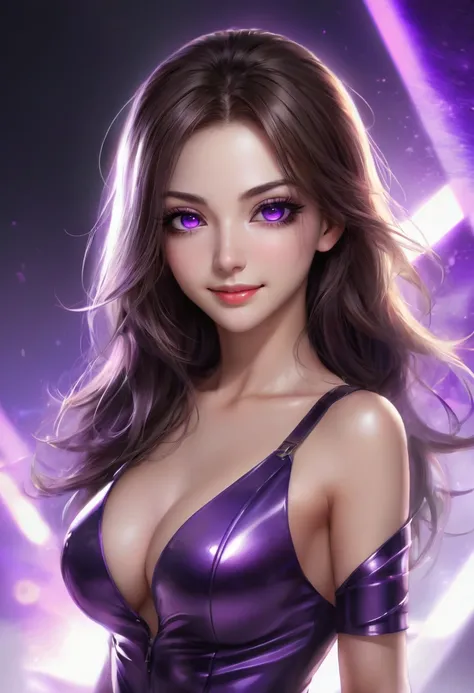  HH   , big ass,   Still Cine Portrait movie scene  ,   she looks at her with smoky purple eyes and a big lustful smile,   incredibly detailed face and eyes  ,  digital illustration , , dxd high school ,  glowing eyes naughty school suit , masterpiece,   f...