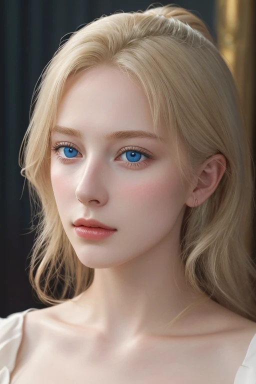 high quality,  learn more,  photorealistic , (1 woman),(), ( learn more blue eyes), ( blond blonde hair),(shiny skin),18th century hussar , Palace,( Best quality ,4K,8 k, High definition ,masterpiece:1.2),( A realistic ,photo A realistic ,photo- A realisti...