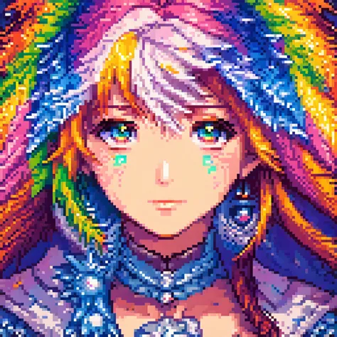 a detailed androgenous anime portrait done in kawaii final fantasy style, bright rainbow eyes, dreaming, done in high resolution...